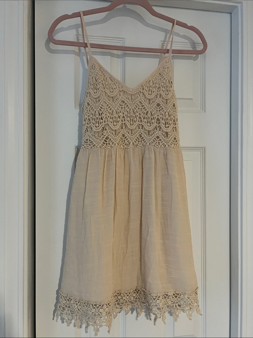 BE COOL Cream Crochet-Top Mini Dress